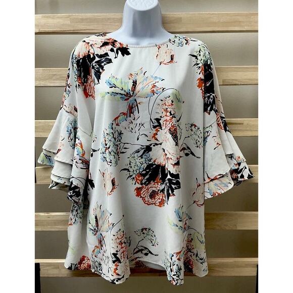 Assorted Brands Women White Short Sleeve Blouse 2XL - Picture 1 of 5